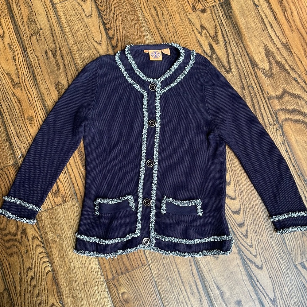 Tory Burch Navy Sweater Jacket